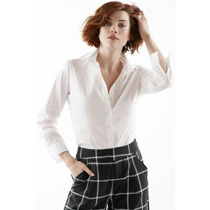 Finley Silky Poplin Button Down Shirt White Size XL